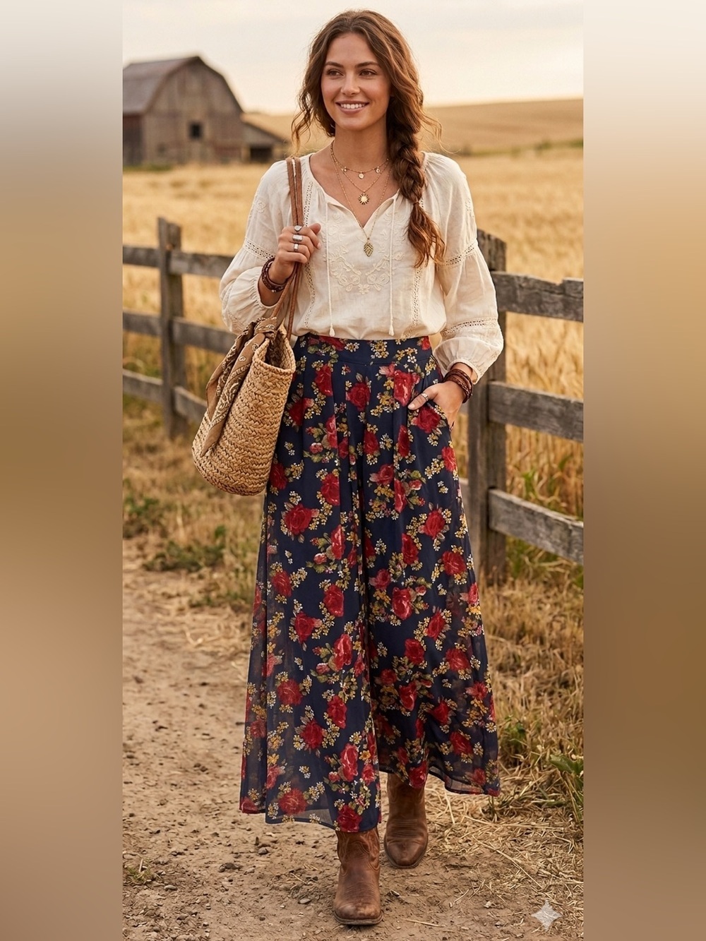 Living Doll Sheer Long Floral Skirt Medium
